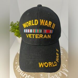 NEW Mens World War II Veterans Adjustable Cap Black